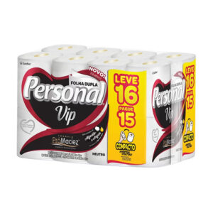 Papel Higiênico Folha Dupla Neutro PERSONAL Vip Leve 16 Pague 15 Unidades